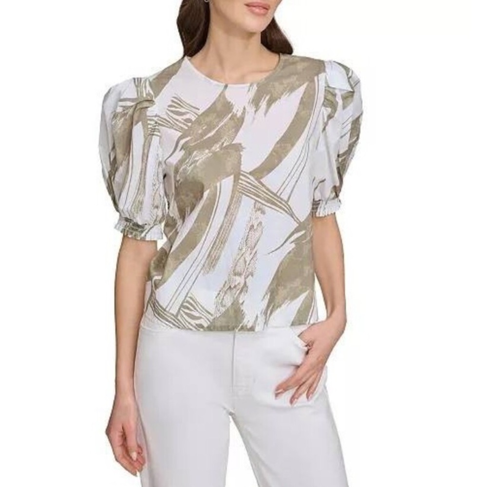 DKNY Women's Voile Puff Sleeve Top size PS
